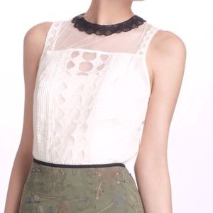 Anthropologie Onyx Scalloped Lace Blouse